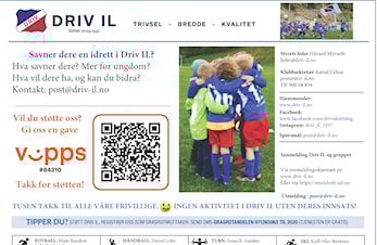 Aktiviteter i Driv IL fra høst 2024