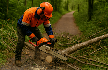Trefelling og opprydding i lysløypa