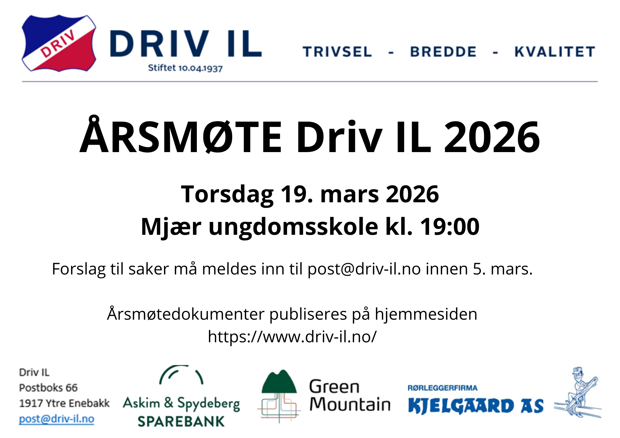 Velkommen til årsmøte