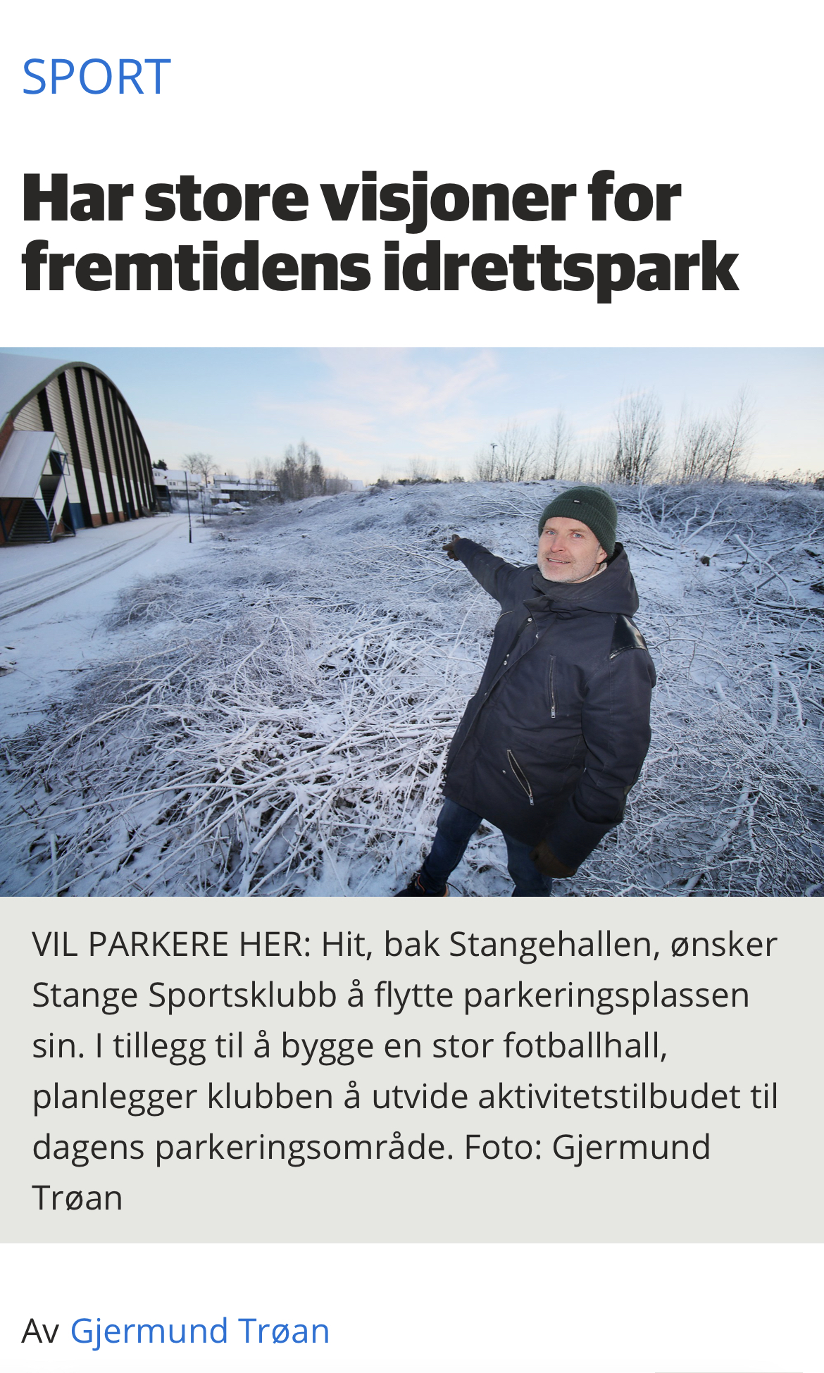 Parkering ved Stange Idrettspark