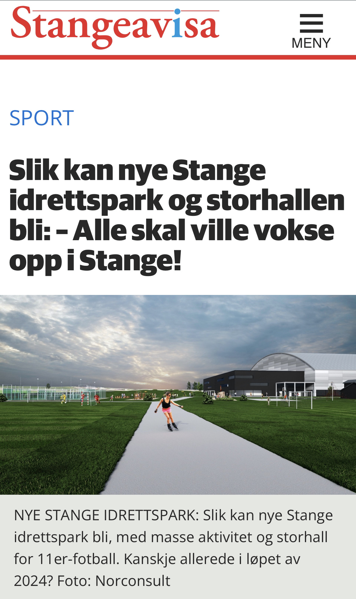 Alle vil vokse opp i Stange når den nye idrettsparken kommer!