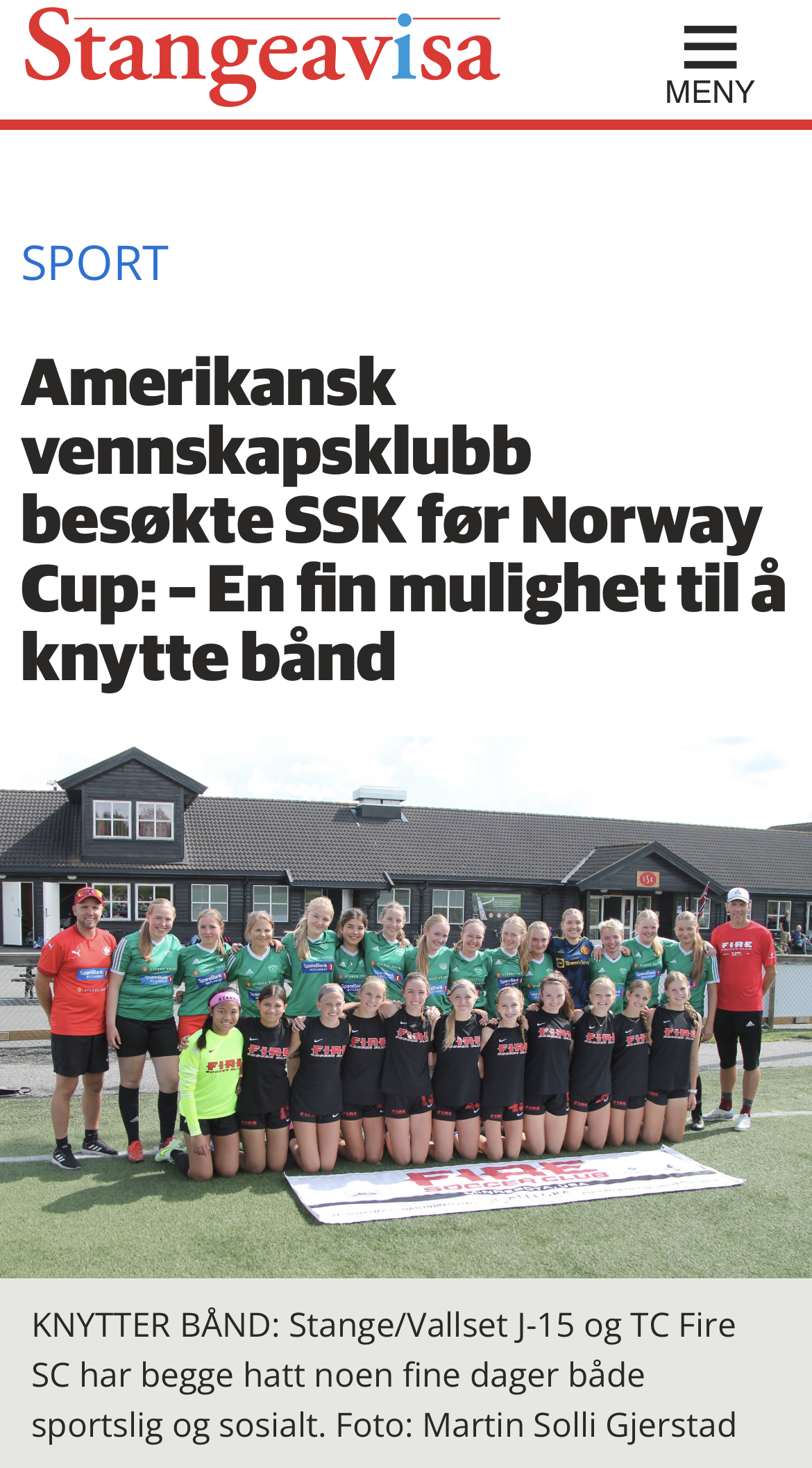 TC Fire Soccer Club fra Minnesota på besøk hos SSK