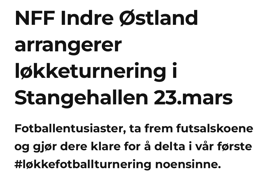 Innendørs løkkefotballturnering 23. mars