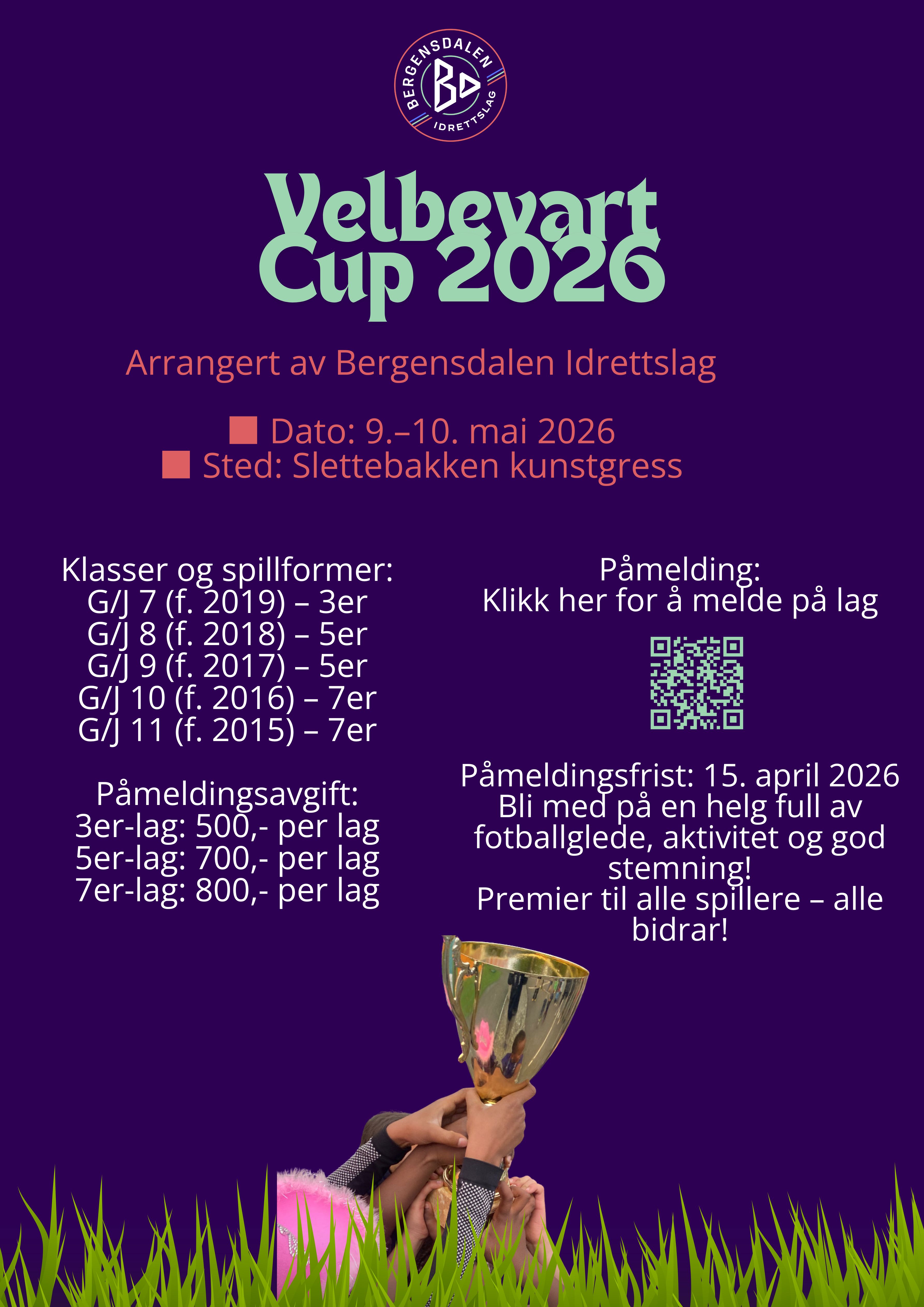 Bergensdalen I.L inviterer til Velbevart cup 9.–10. mai 2026!