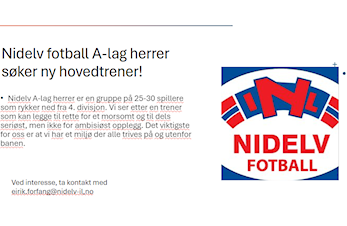 Nidelv IL fotballgruppa søker trener
