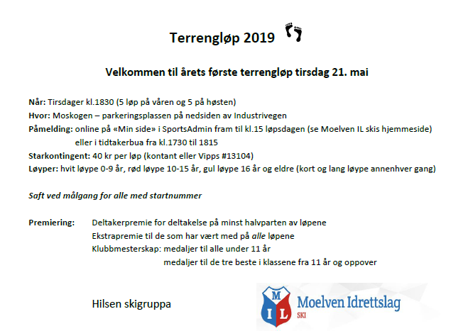 Terrengløp Oppstart Tysdag 21.05 i Moskogen