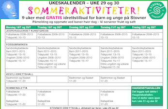 Sommeren ruller videre. Her er ukesoversikten for ukene 29 og 30