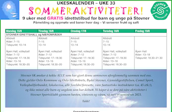 Vi går inn i siste uka med sommeraktiviteter