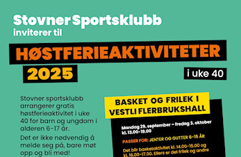 Gratis høstferieaktivitet i regi av Stovner sportsklubb