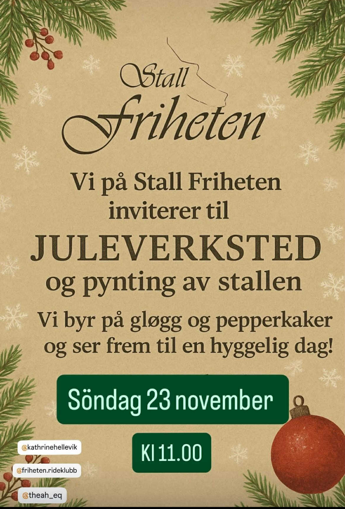 Juleverksted på Stall Friheten