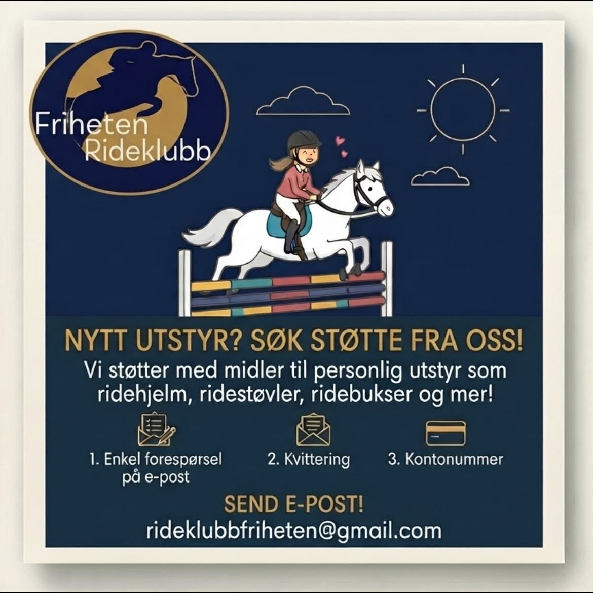 Har du kjøpt nytt utstyr, eller trenger du kanskje nytt utstyr til ridningen?
