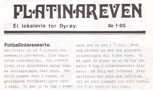 Innslag i lokalavisa "Platinareven". Bildet øverst i innlegget her var illustrasjonsbilde til artikkelen.