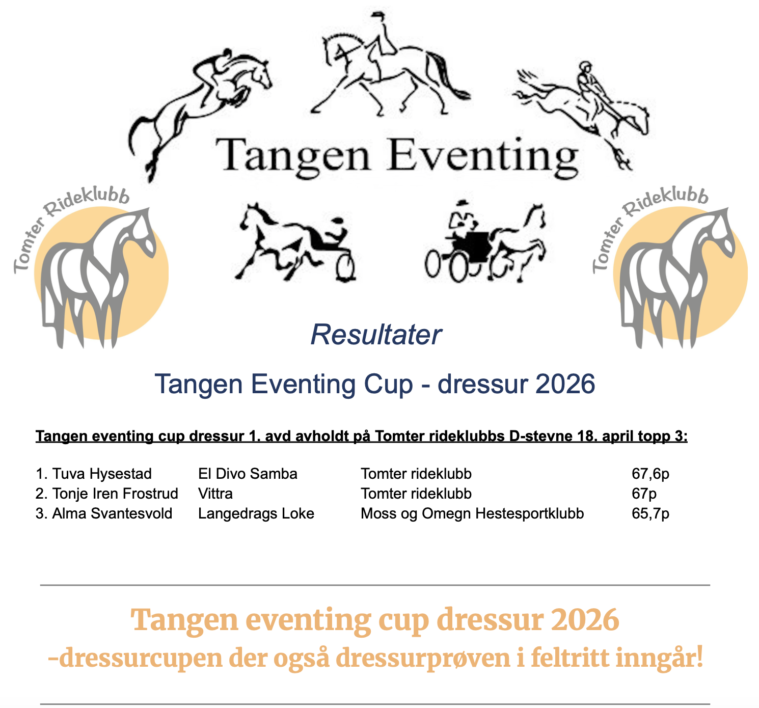 Image for Tangen eventing cup dressur 2026