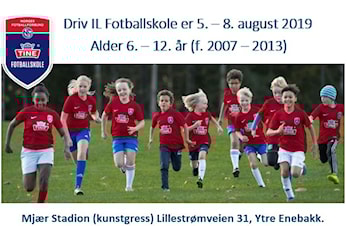 Driv IL Tine Fotballskole er 5. - 8. august 2019, påmeldingen er åpen