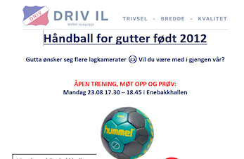 Håndball gutter f 2012, åpen trening 23.08.2021