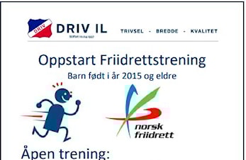 Oppstart av friidrettstrening for barn født i år 2015 og eldre, MANDAG 02.05.22 og 09.05.22