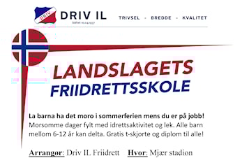 Meld barna (6 - 12 år) på Idrettsleker på Mjær i sommer. Åpent for alle 6-12 år