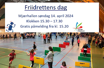 Friidrettens dag søndag 14.april 2024, gratis