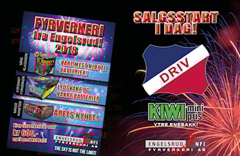 Fyrverkerisalget til Driv IL Håndball starter torsdag 27.12.ved Kiwi Ytre Enebakk