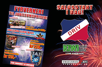 Fyrverkerisalget til Driv IL Håndball starter fredag 27.12 ved Kiwi Ytre Enebakk