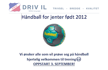 Oppstart håndball jenter født 2012 3.sept 2021