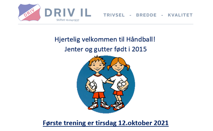 Oppstart Håndball for gutter og jenter født 2015, 12. oktober 2021