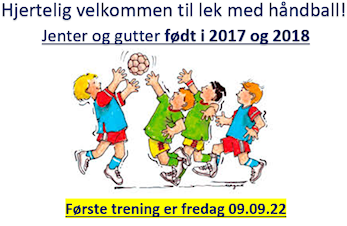 Oppstart lek med håndball, født 2017 og 2018, fredag 09.09.22 i YES-hallen