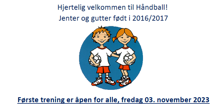 Åpen trening Håndball født 2016 og 2017, fredag 03. nov 2023
