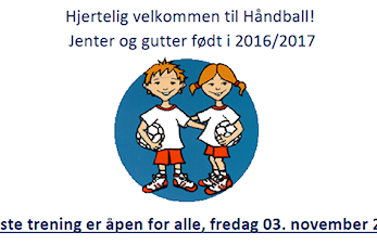 Åpen trening Håndball født 2016 og 2017, fredag 03. nov 2023