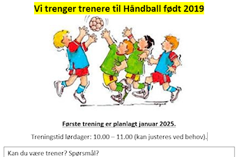 Vi trenger trenere til Håndball født 2019