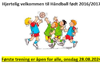Oppstart Håndball født 2016/2017 onsdag 28.08.24
