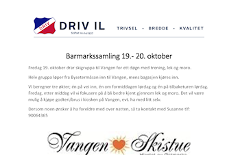 Vangen, barmarksamling 19. - 20. oktober 2018