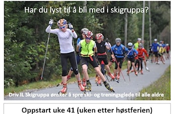 Vil du bli med i Skigruppa? Oppstart uke 41, bare kom på første trening.