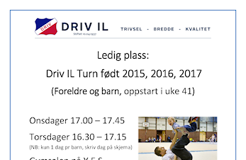 Ledig plass Turn født 2015, 2016, 2017