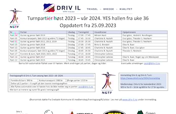 Turnpartier fra 25.09.2023