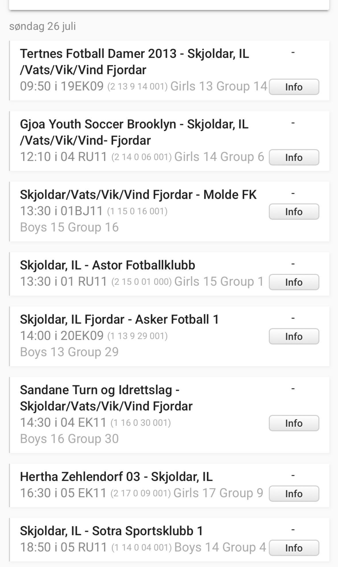 Søndagens kamper Norway Cup