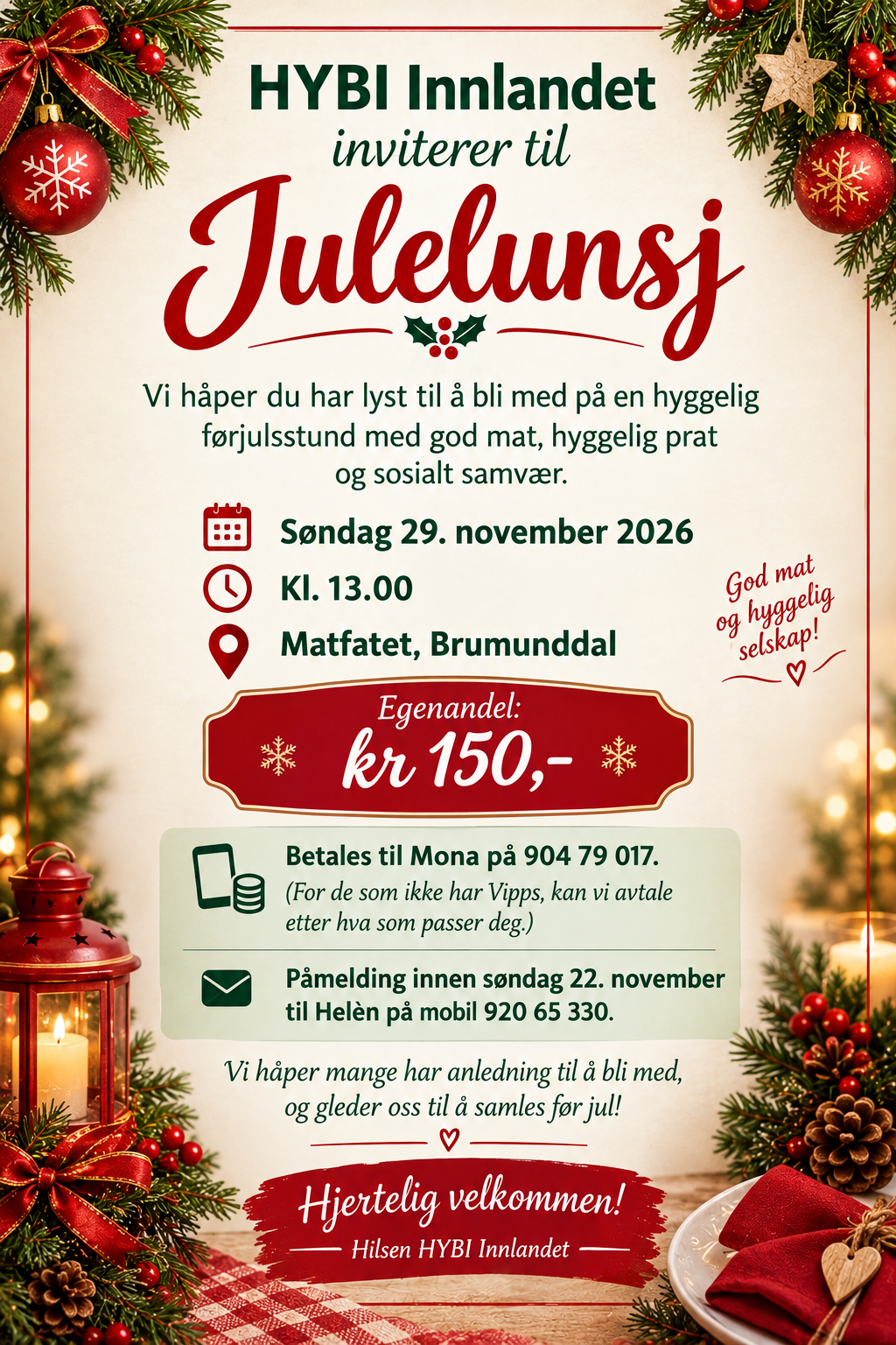 Image for Julelunsj 29.november kl.13