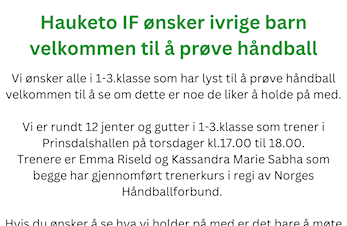 Går du i 1.-3. klasse og har lyst til å prøve håndball hos oss?