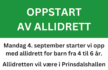 Oppstart av allidrett 4. september