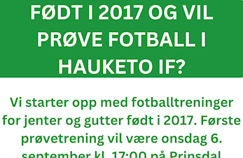 Oppstart av fotball for barn født i 2017