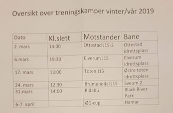 Treningskamper før sesongstart.