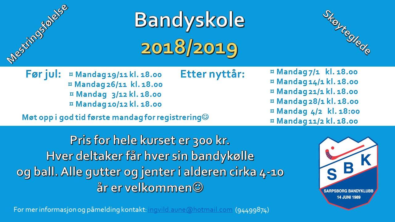 MANDAG 7. JANUAR STARTER BANDYSKOLEN OPP IGJEN