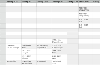 Ukeplan for uke 7