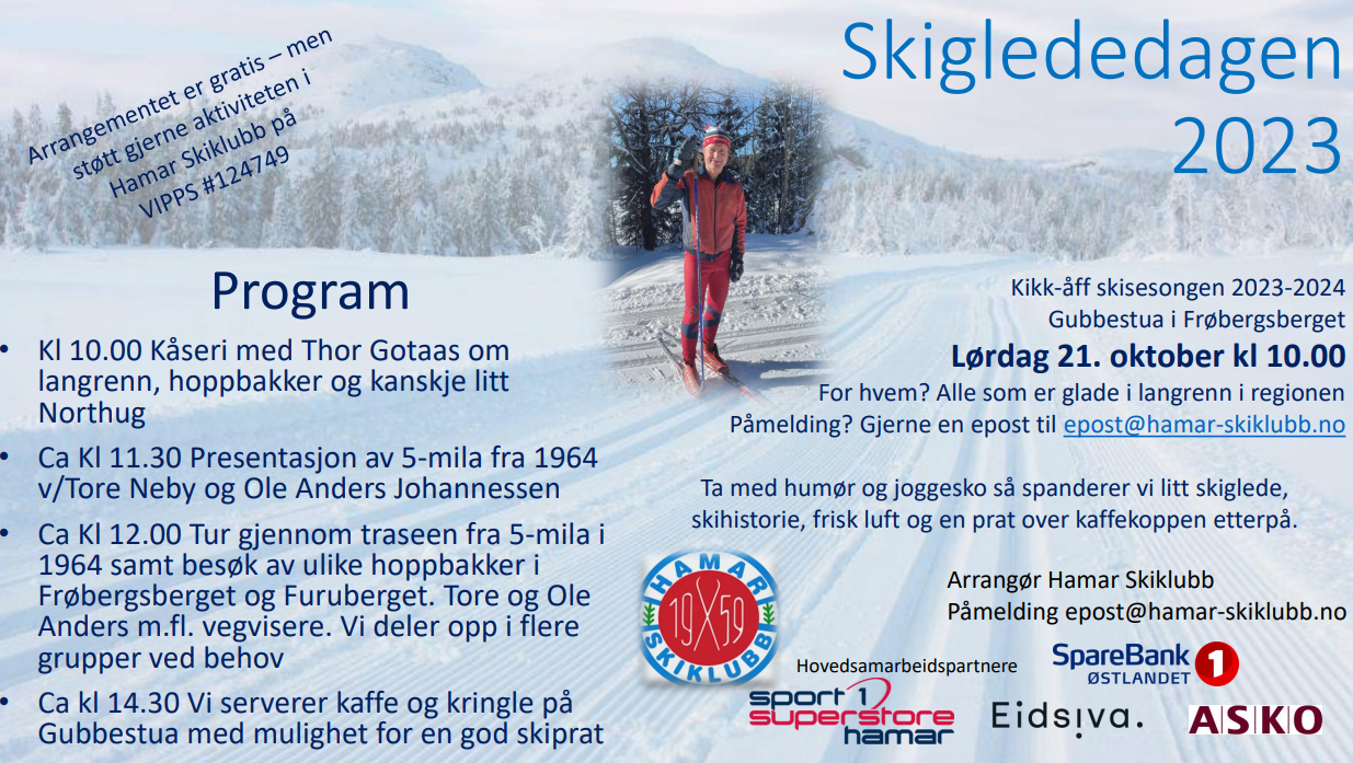 SKIGLEDEDAGEN 2023 - alle (både medlemmer og andre interesserte) er hjertelig velkomne!