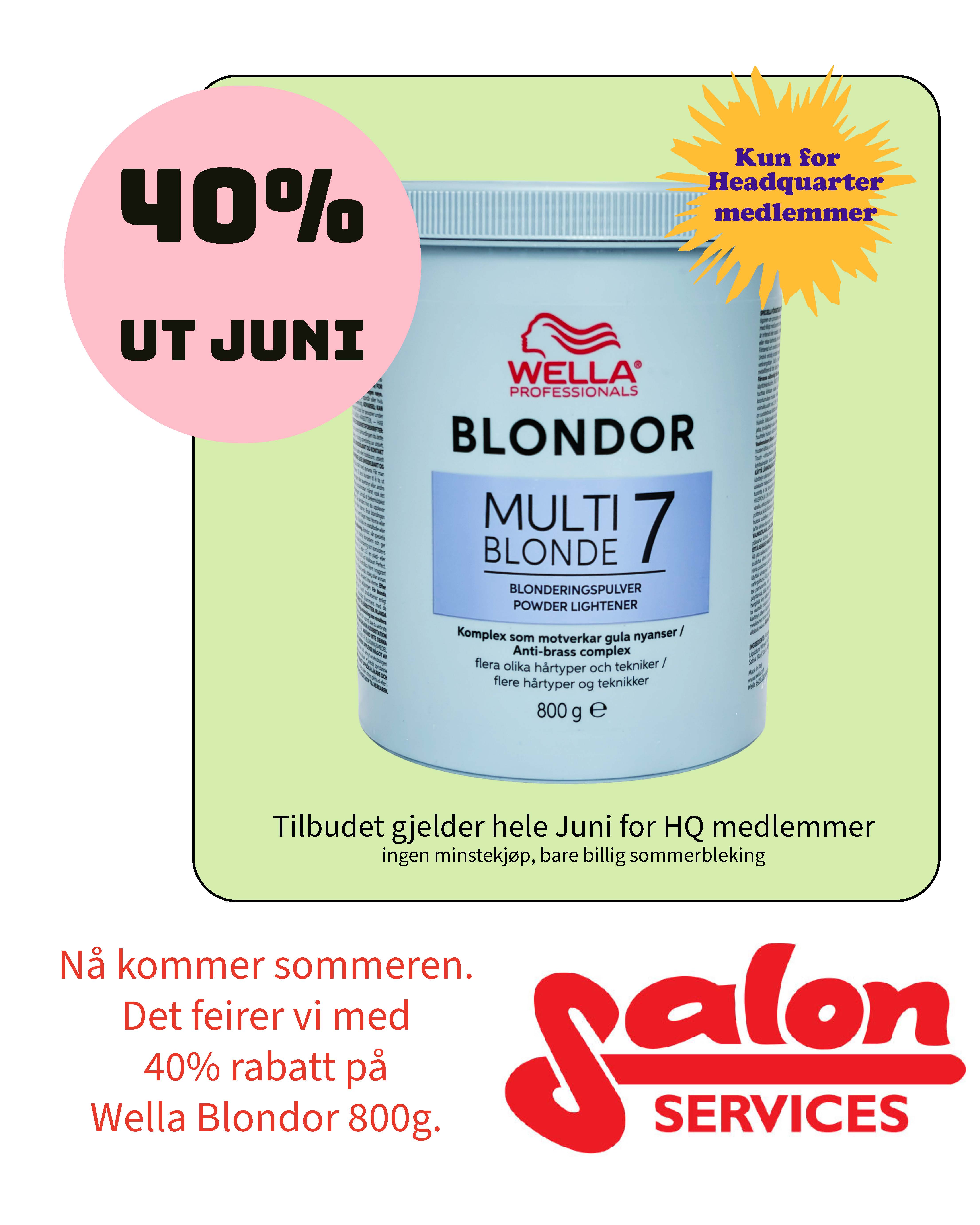 Image for HQ-tilbud fra Salon Services -40 % ut juni på WELLA BLONDOR 800g!