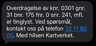 SMS fra kartverket