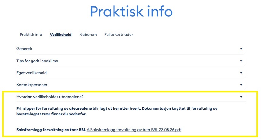 Saksfremlegg og bakgrunnsdokumenter for forvaltning av trær er nå tilgjengelig på våre nettsider