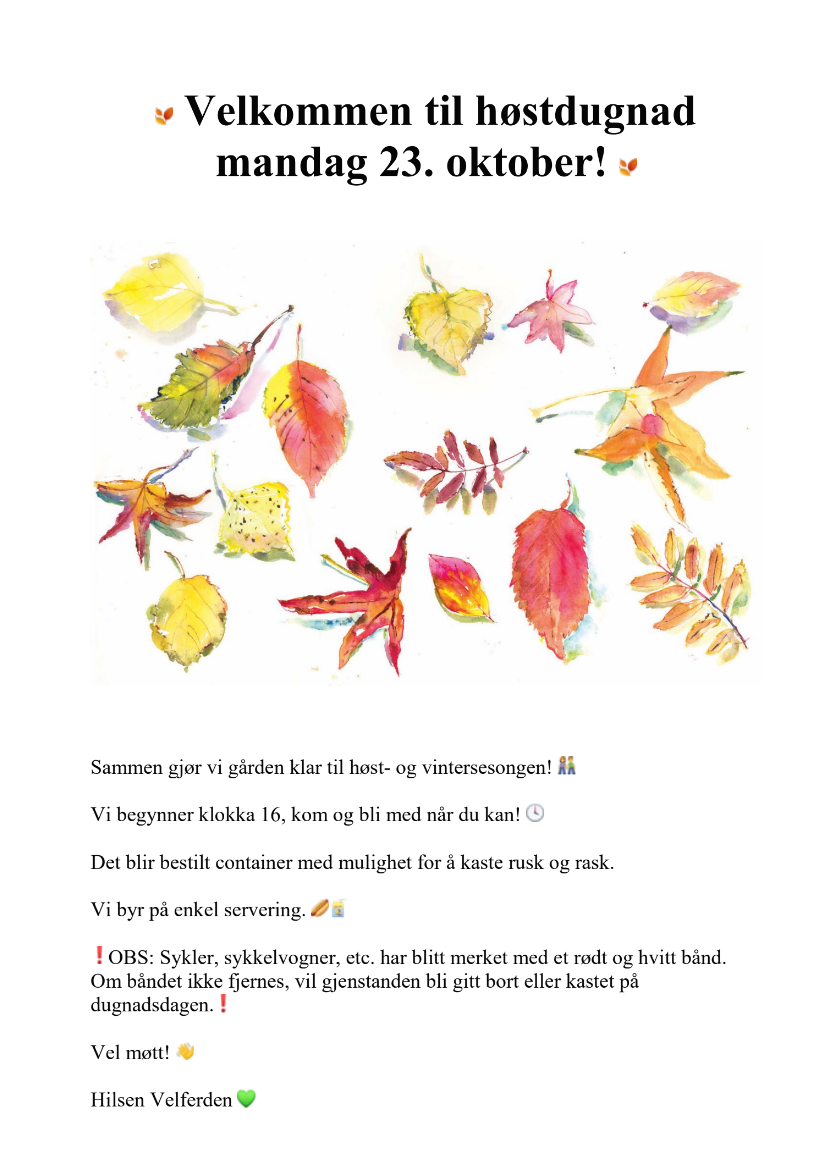 Høstdugnad 23. oktober
