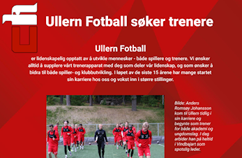 Ullern Fotball søker trenere!
