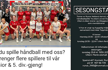 Vil du spille med Junior og 5. div-jentene? Velkommen på infomøte torsdag!